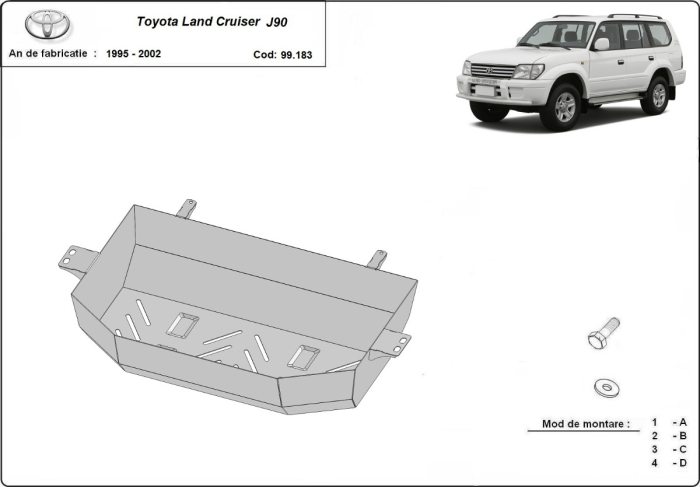 Scut rezervor Toyota Land Cruiser J90 1995-2002 - Oțel 2 mm [3]