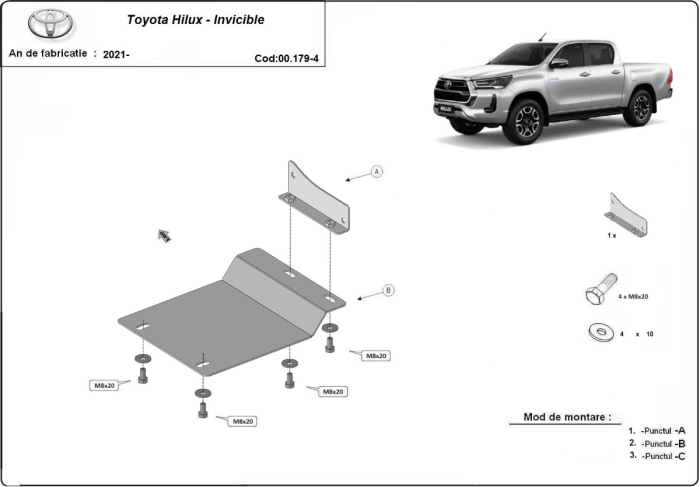 Scut senzor filtru de particule din aluminiu Toyota Hilux 2021-2026 - Aluminiu 4 mm [4]