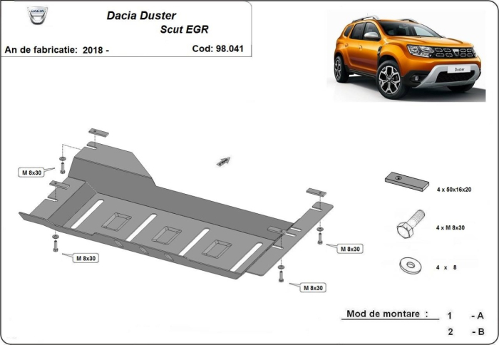 Scut sistem Stop&GO, EGR Dacia Duster Diesel 2018-2020 - Oțel 2 mm [3]