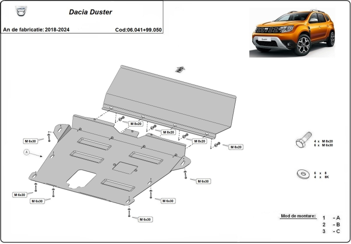 Set de scuturi Dacia Duster 2018-2024 - Oțel 2 mm [3]