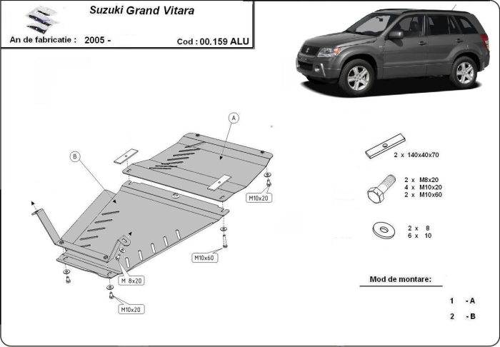Set de scuturi din aluminiu Suzuki Grand Vitara 2005-2019 - Aluminiu 3 mm [4]