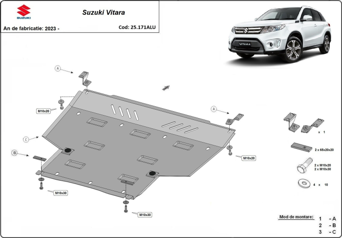 Set de scuturi din aluminiu Suzuki Vitara 2023-2026 - Aluminiu 3 mm [3]
