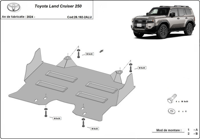 Set de scuturi din aluminiu Toyota Land Cruiser 2024-2026 - Aluminiu 4 mm [4]