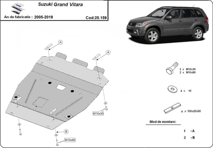 Set de scuturi Suzuki Grand Vitara 2005-2019 - Oțel 2.5 mm [3]