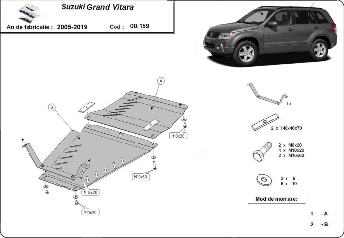 Set de scuturi Suzuki Grand Vitara 2005-2019 - Oțel 2.5 mm [4]