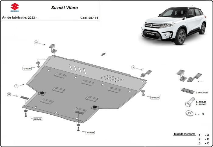 Set de scuturi Suzuki Vitara 2023-2026 - Oțel 2 mm [3]