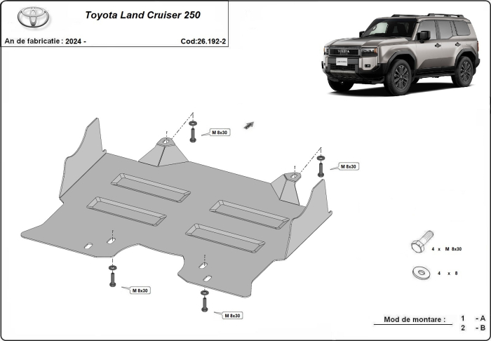Set de scuturi Toyota Land Cruiser 2024-2026 - Oțel 3 mm [4]