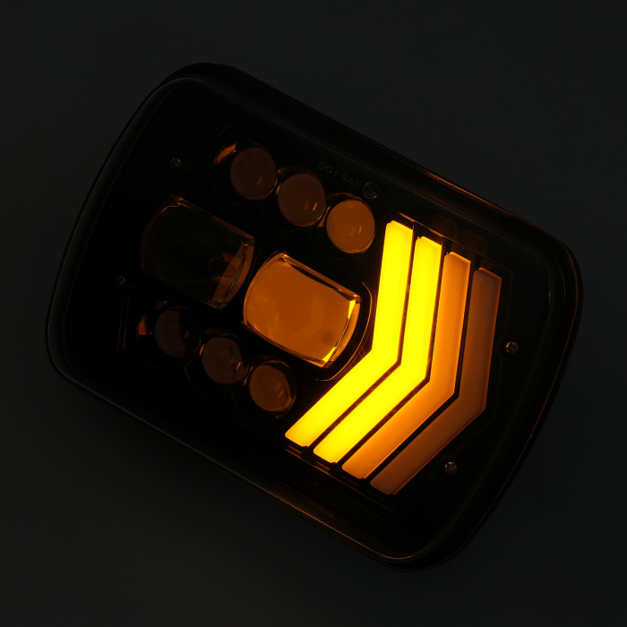 Set faruri LED dreptunghiulare 5x7 inch - cu DRL alb si semnalizare galbena - 12-24V [4]
