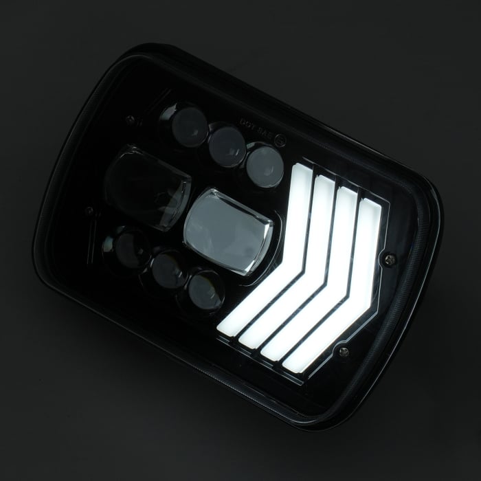 Set faruri LED dreptunghiulare 5x7 inch - cu DRL alb si semnalizare galbena - 12-24V [2]