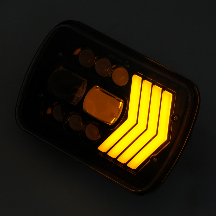 Set faruri LED dreptunghiulare 5x7 inch - cu DRL alb si semnalizare galbena - 12-24V [6]