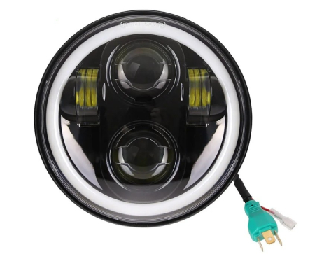 EXTERIOR - Far LED rotund 5.75 inch - cu DRL angel-eyes alb si semnalizare galbena - 9-30V