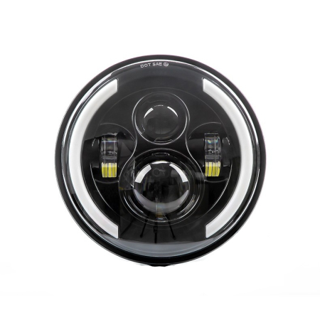 EXTERIOR - Far LED rotund 7 inch - cu DRL model semicerc alb si semnalizare galbena - 9-30V