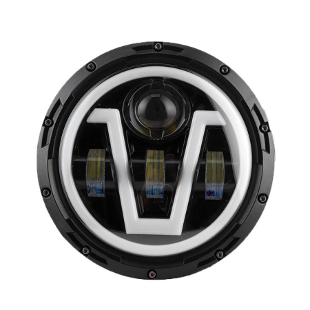 Faruri - Far LED rotund 7 inch - cu DRL model V alb si semnalizare galbena - 9-30V