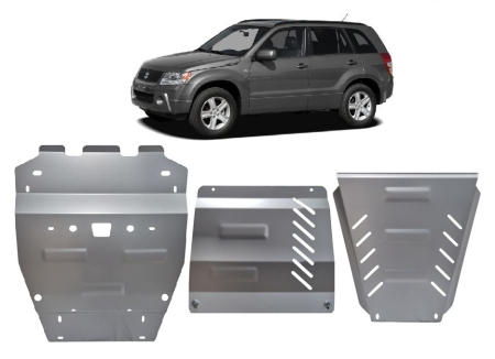 Scuturi Metalice - Set de scuturi din aluminiu Suzuki Grand Vitara 2005-2019 - Aluminiu 3 mm