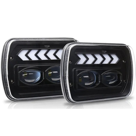 Faruri - Set faruri LED dreptunghiulare 5x7 inch - cu DRL alb si semnalizare galbena - 12-24V