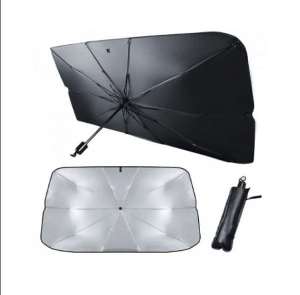 Parasolar auto tip umbrelă – protecție solară pentru parbriz, design pliabil, cu husă [4]