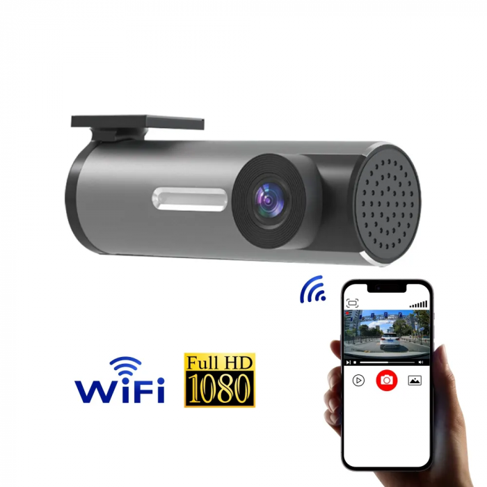 Camera DVR auto Full HD cu WiFi Control de pe smartphone, Night Vision [2]