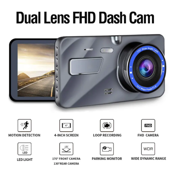 Cameră Auto DVR Dual Lens Full HD 4” [2]