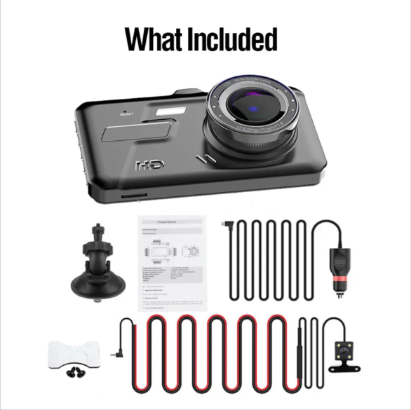 Cameră Auto DVR Duală Full HD cu Ecran Tactil 4” și Cameră Spate [3]