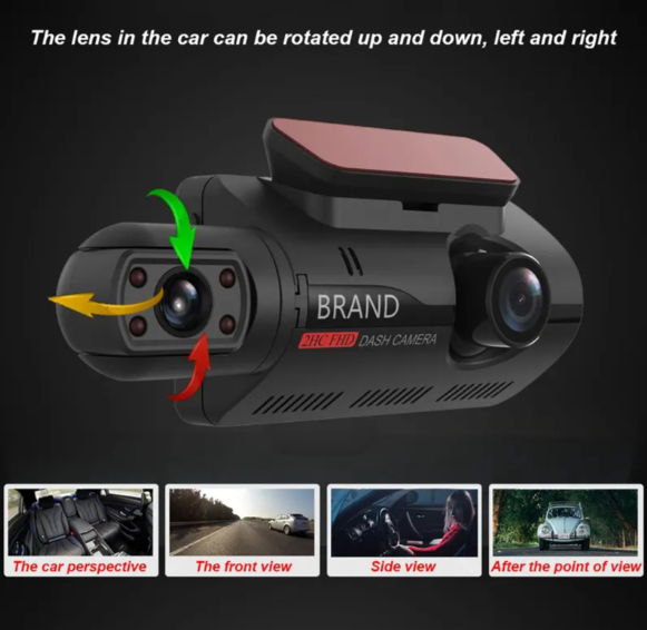 Cameră Auto DVR Full HD 1080P cu Dublă Lentilă – Înregistrare Față + Interior, Unghi Larg, Night Vision [6]