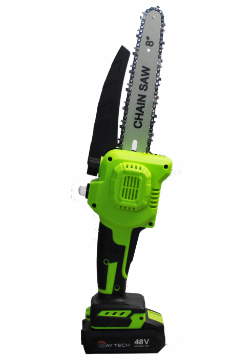 Fierăstrău Electric cu Lanț Raytech, 48V, 24CM, 2500RPM, 2 Acumulatori, Geantă Transport [2]