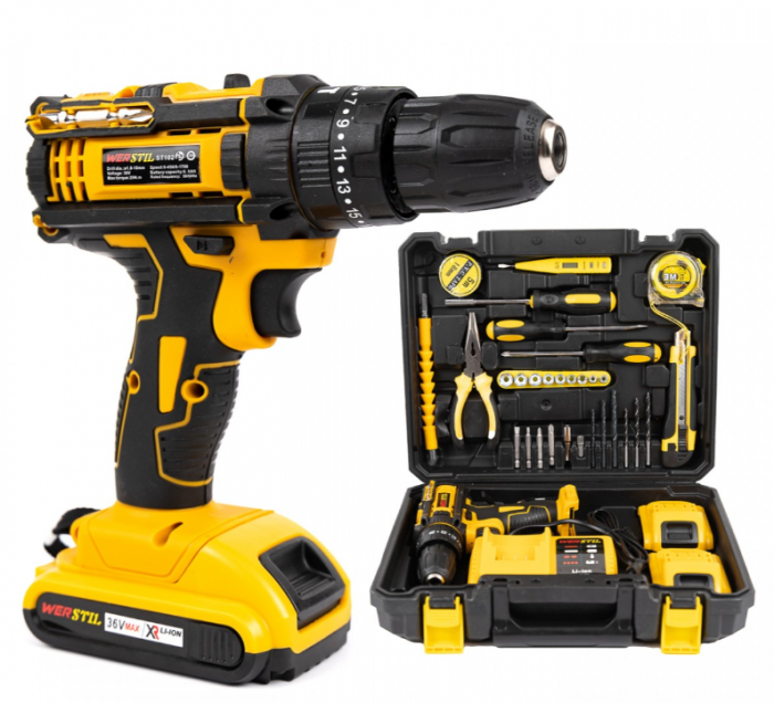 Trusă Bormașină Autofiletantă 48V cu 2 Acumulatori Li-Ion și Accesorii – Model SDK [1]