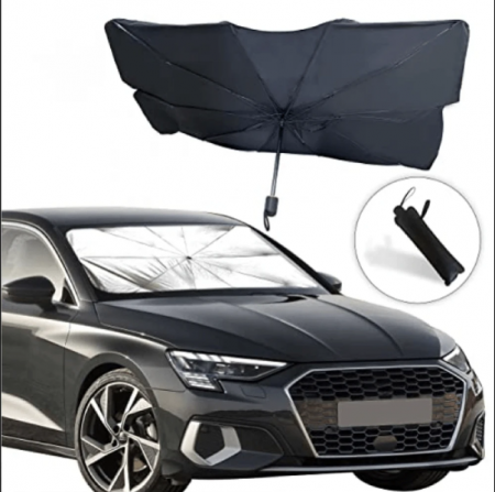 Parasolar auto tip umbrelă – protecție solară pentru parbriz, design pliabil, cu husă [4]