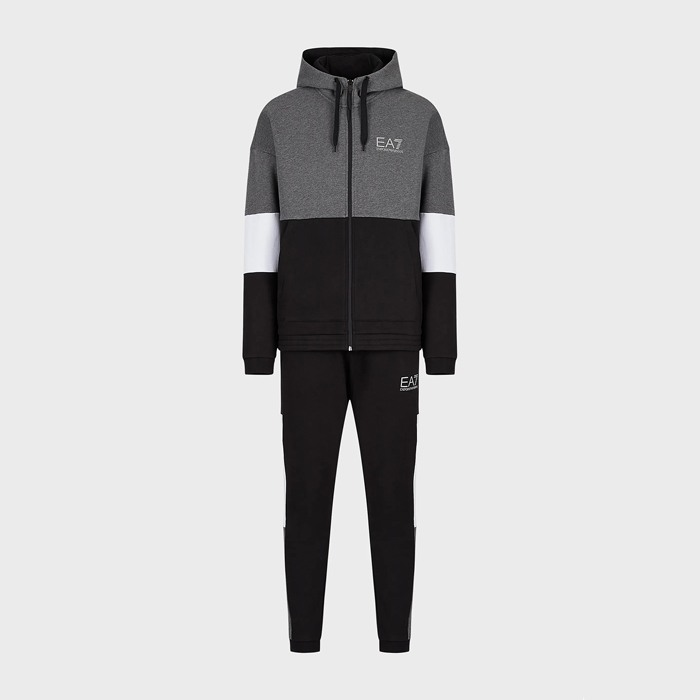 tuta felpa full zip cappuccio colourblock - sporty athletic PJ07Z-6LPV54-1200 [2]