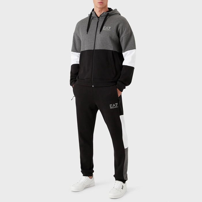 tuta felpa full zip cappuccio colourblock - sporty athletic PJ07Z-6LPV54-1200 [0]