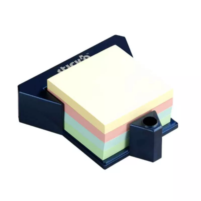 Papetarie si birotica - Cub notes autoadeziv cu suport 76 x 76 mm, 400 file, 4 culori pastel STICK"N