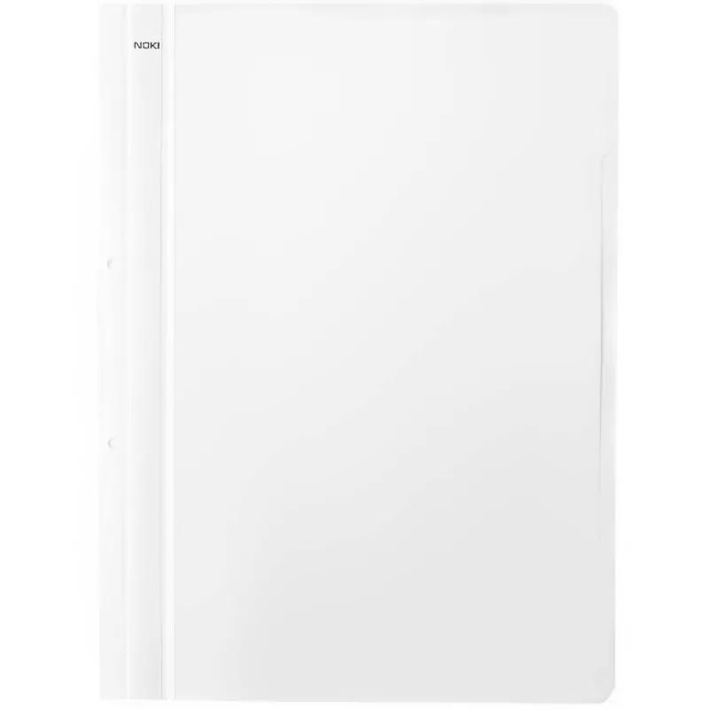 Papetarie si birotica - Dosar plastic, cu sina si perforatii, A4, alb, NOKI