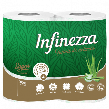 Hartie - Hartie igienica Infinezza, Aloe vera, 3 straturi, 4 role