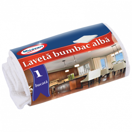 Articole curatenie - Laveta bumbac universala Misavan, 40*60cm, 1 buc/ set, alba