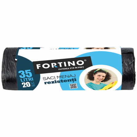 Articole curatenie - Saci menajeri Fortino 35l, 20buc/set, negri