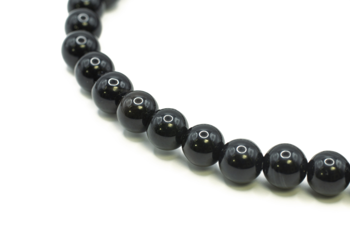 Brățară Agat Negru natural 6mm piatră elastică unisex ABSTRION [3]