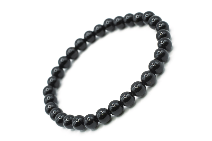 Brățară Agat Negru natural 6mm piatră elastică unisex ABSTRION [1]