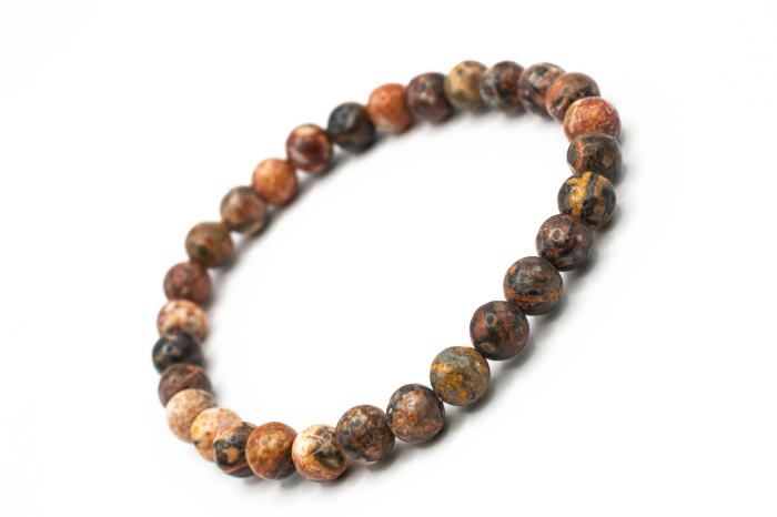 Brățară Imprimeu Leopard natural 6mm piatră elastică unisex ABSTRION [1]