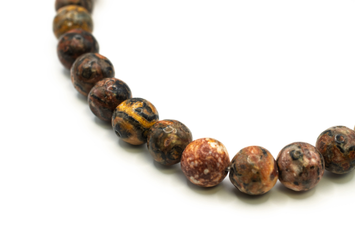 Brățară Imprimeu Leopard natural 6mm piatră elastică unisex ABSTRION [3]