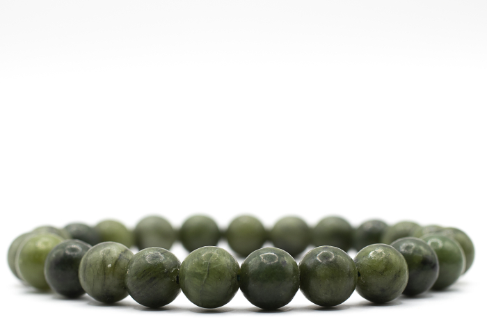 Brățară Jad Canadian natural 8.5mm piatră verde elastică unisex ABSTRION [2]