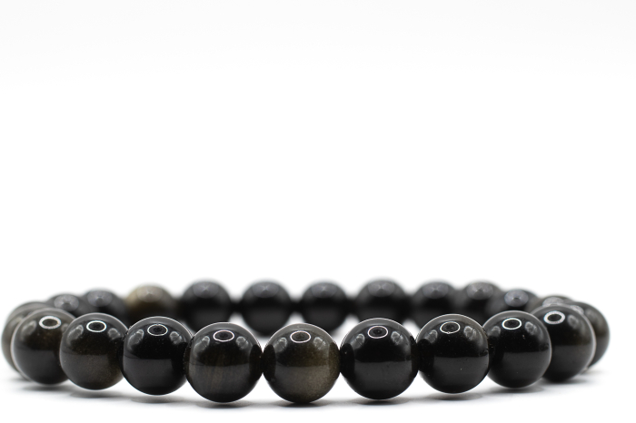 Brățară Obsidian natural 8.5mm piatră neagră elastică unisex ABSTRION [2]