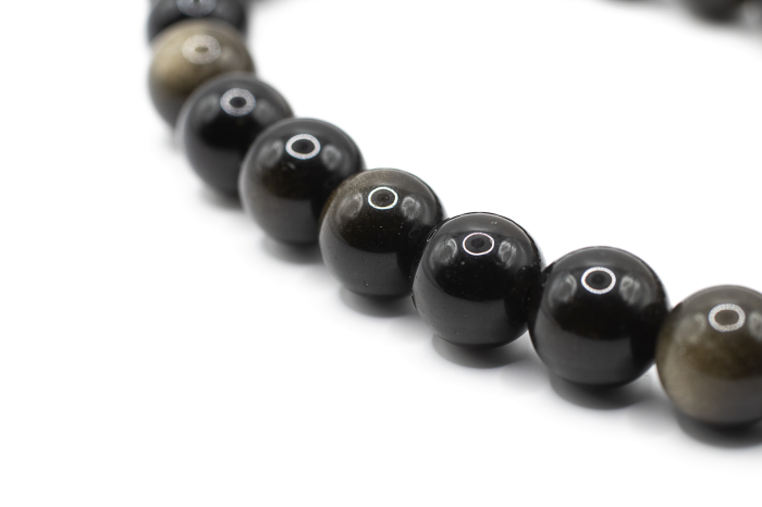 Brățară Obsidian natural 8.5mm piatră neagră elastică unisex ABSTRION [3]