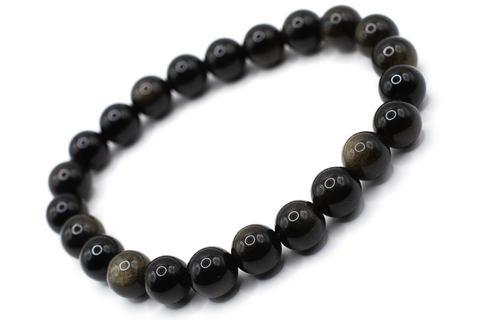 Brățară Obsidian natural 8.5mm piatră neagră elastică unisex ABSTRION [1]