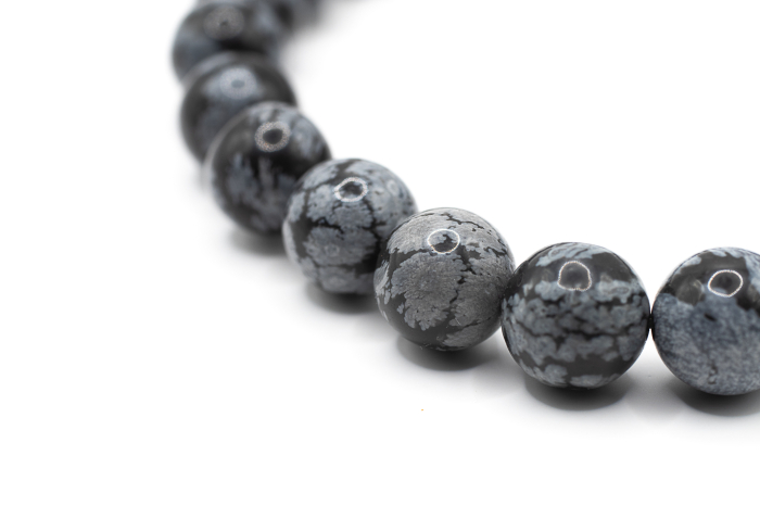 Brățară Obsidian Snowflake natural 9mm piatră neagră elastică unisex ABSTRION [3]