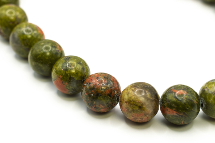 Brățară Unakit 8.5mm - mărgele naturale roz-verzi pe snur elastic [3]