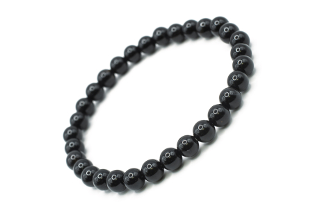 Bratari Pietre Naturale 4-6mm - Brățară Agat Negru natural 6mm piatră elastică unisex ABSTRION