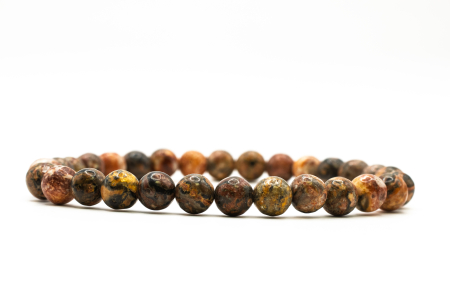 Brățară Imprimeu Leopard natural 6mm piatră elastică unisex ABSTRION [1]