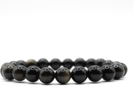 Brățară Obsidian natural 8.5mm piatră neagră elastică unisex ABSTRION [1]