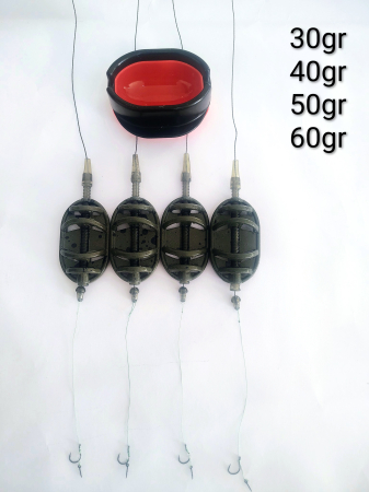 Pescuit la feeder - Set 4 monturi method feeder sistem ICS