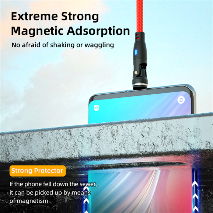 Cablu USB-C Magnetic 60W PD Fast Charging, Rotire 540° [8]