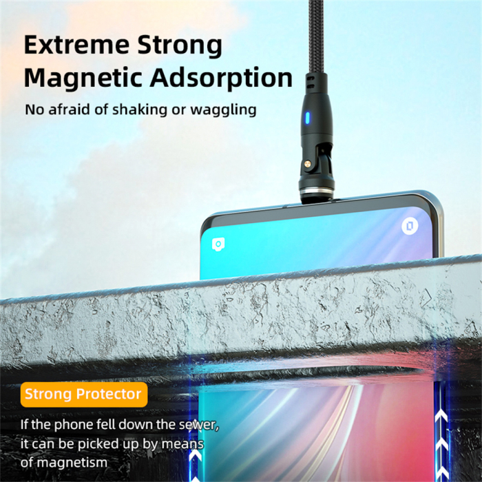 Cablu USB-C Magnetic 60W PD Fast Charging, Rotire 540° [7]